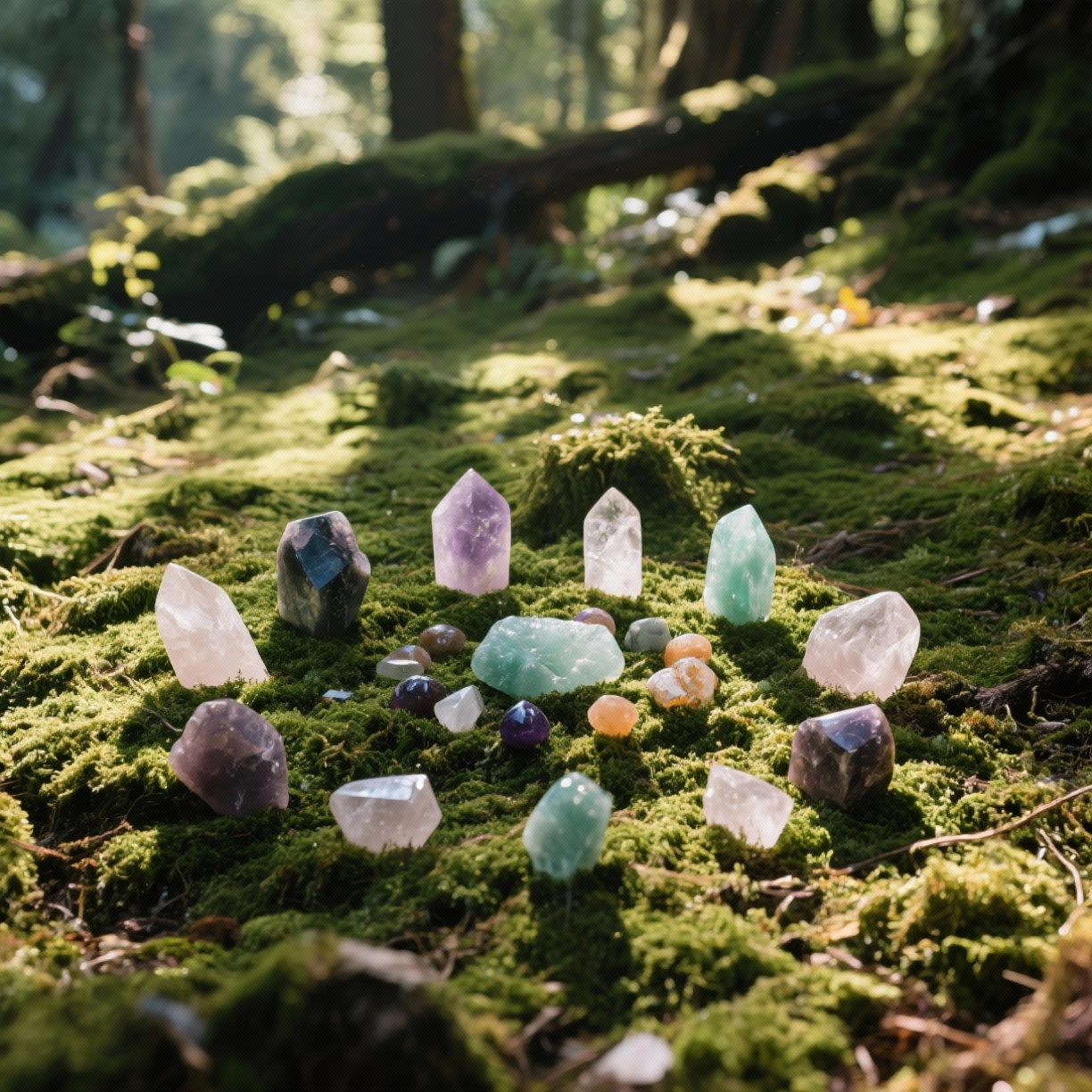 Crystals in forest